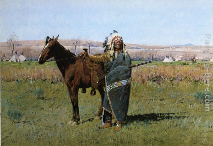 Chief Spotted Tail painting - Henry Farny Chief Spotted Tail art painting